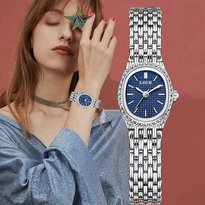 Luxury Watch For Women - LIGE ファッション高級クォーツ女性用腕時計エレガントなクラシックシンプルなダイヤル防水ステンレスレディース腕時計女性用 Reloj Mujer + ボックス