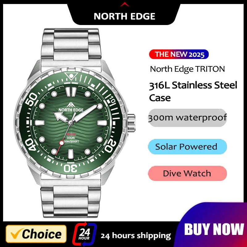 Luxury Watch Protection Film - 2026年新作 NORTH EDGE TRITON ソーラーパワーダイブウォッチ メンズ向け高級クォーツ腕時計