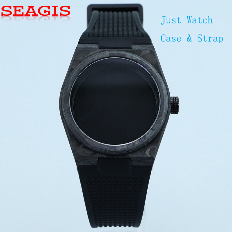 Luxury Watch Protection Film - SEAGIS カーボンファイバー製時計ケース 40mm 自動巻き時計、PRX 高級防水ダイビング、NH35 ムーブメント時計アクセサリーストラップモデル