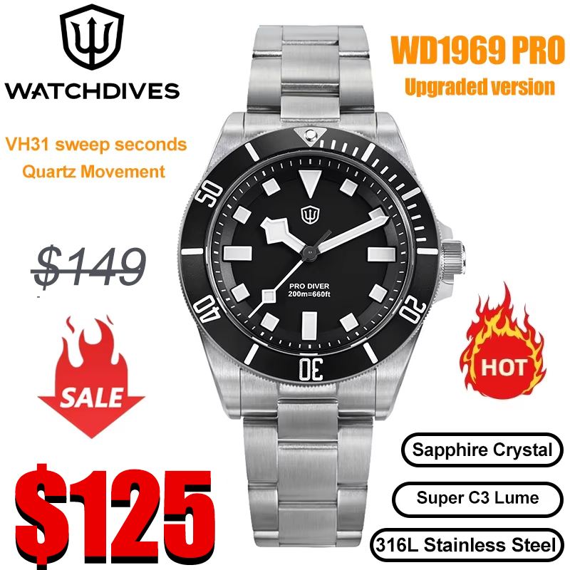 Luxury Watch Omega - Watchdives WD1969 プロ 38 ミリメートルクォーツ時計 VH31