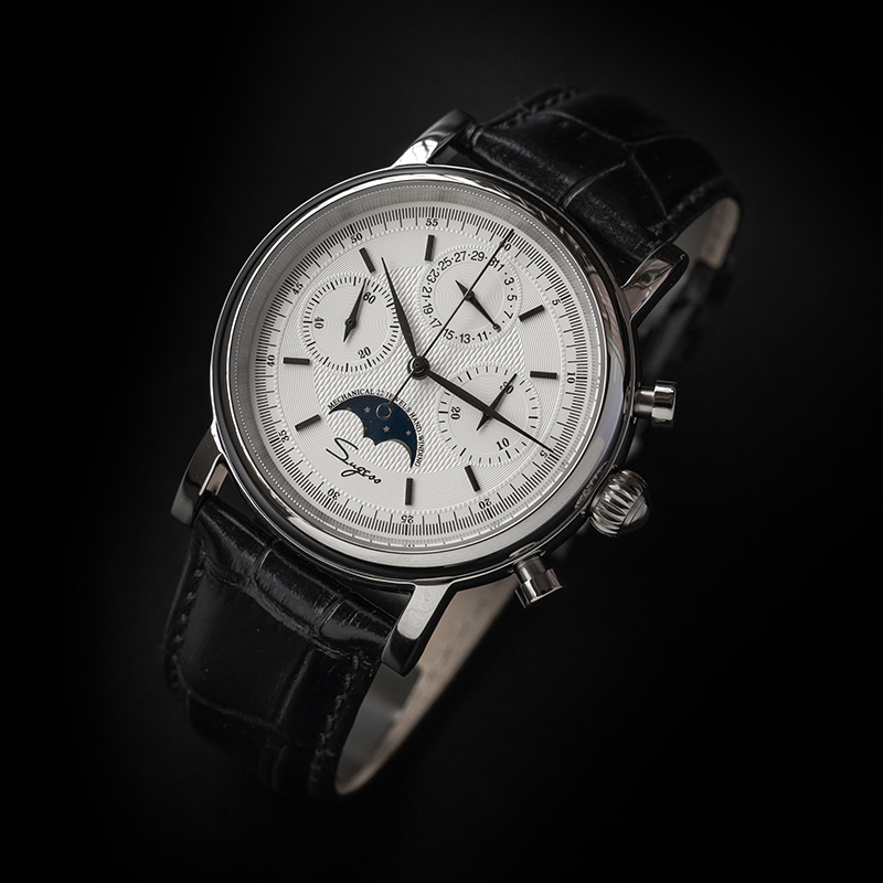 Gestess-男性用機械式時計,オリジナルの移動式クロノグ - Moonphase Complication Watch のレビューと価格