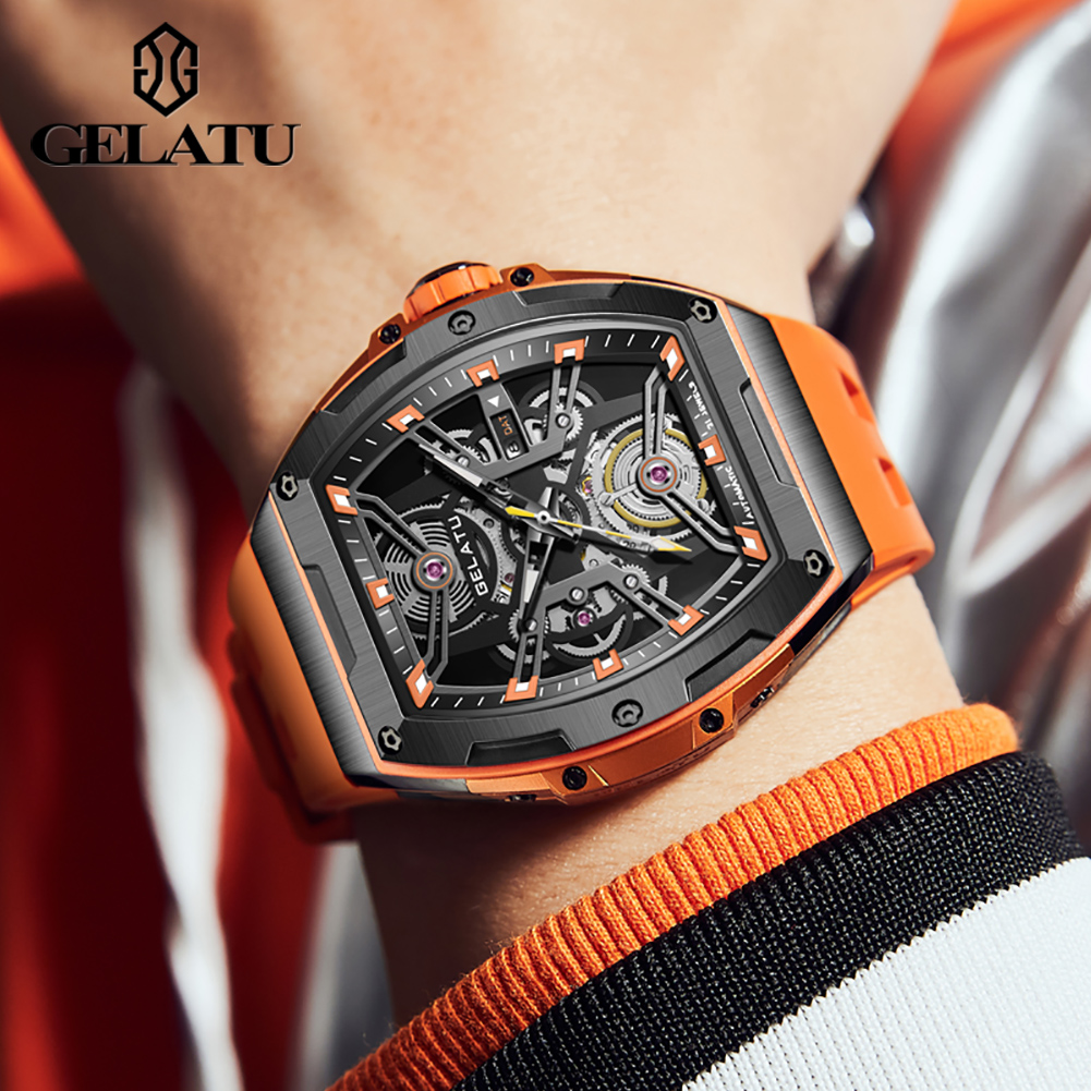 GELATU メンズ腕時計トレンドファッション中空自動巻き自 - Luxury Watch Leather のレビューと価格