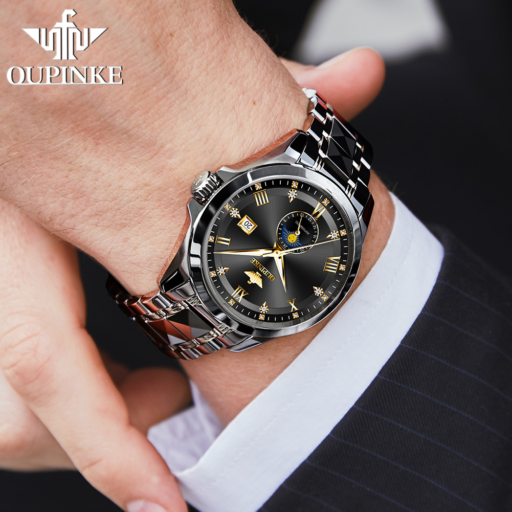 OUPINKE 3265 メンズ腕時計 ムーンフェイズ 防水 - Luxury Watch Leather のレビューと価格