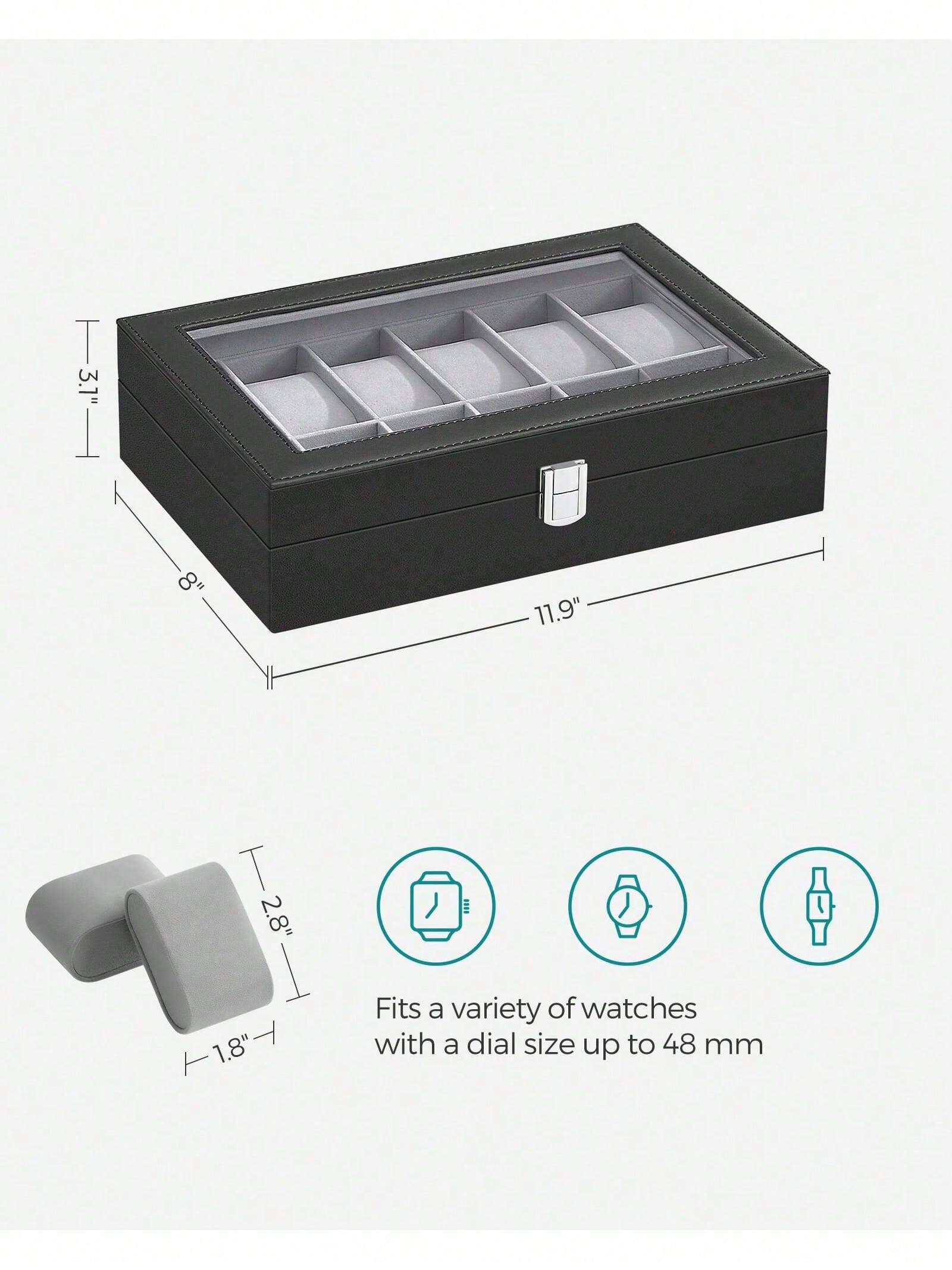 12スロットのロック可能な時計ボックス、ガラス蓋と引き出し付 - Luxury Watch Holder のレビューと価格