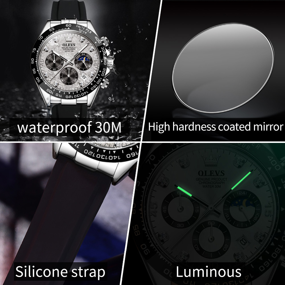 OLEVS 2875 高級メンズクォーツ時計多機能クロノグラ - Luxury Watch Omega のレビューと価格