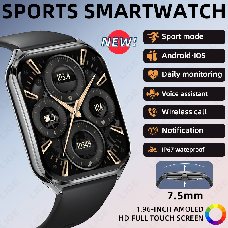 新型超薄型スマートウォッチ メンズ 1.96インチ AMOL - Luxury Watch La のレビューと価格