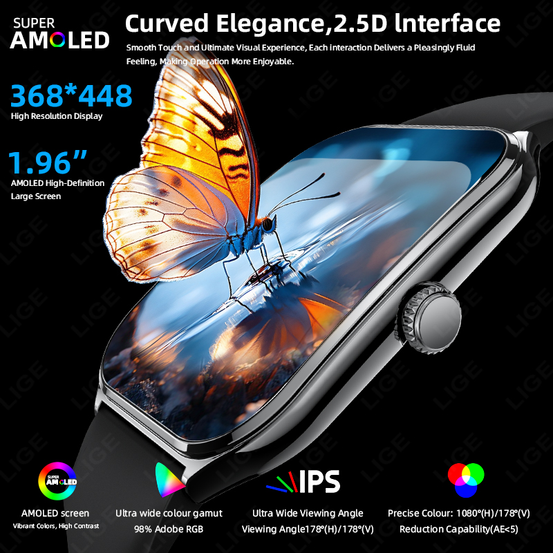 新型超薄型スマートウォッチ メンズ 1.96インチ AMOL - Luxury Watch La のレビューと価格