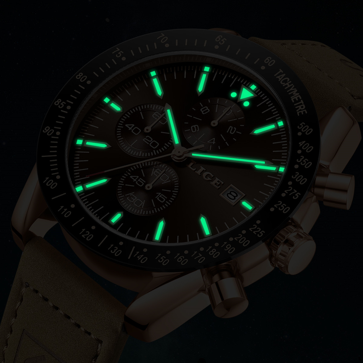 LIGE レザー腕時計メンズファッションビジネス 30 メー - Luxury Watch Leather のレビューと価格