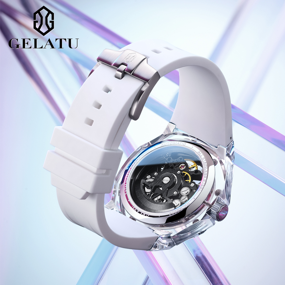 GELATU 8002 自動巻き機械式メンズ腕時計 スケルト - Luxury Watch Leather のレビューと価格